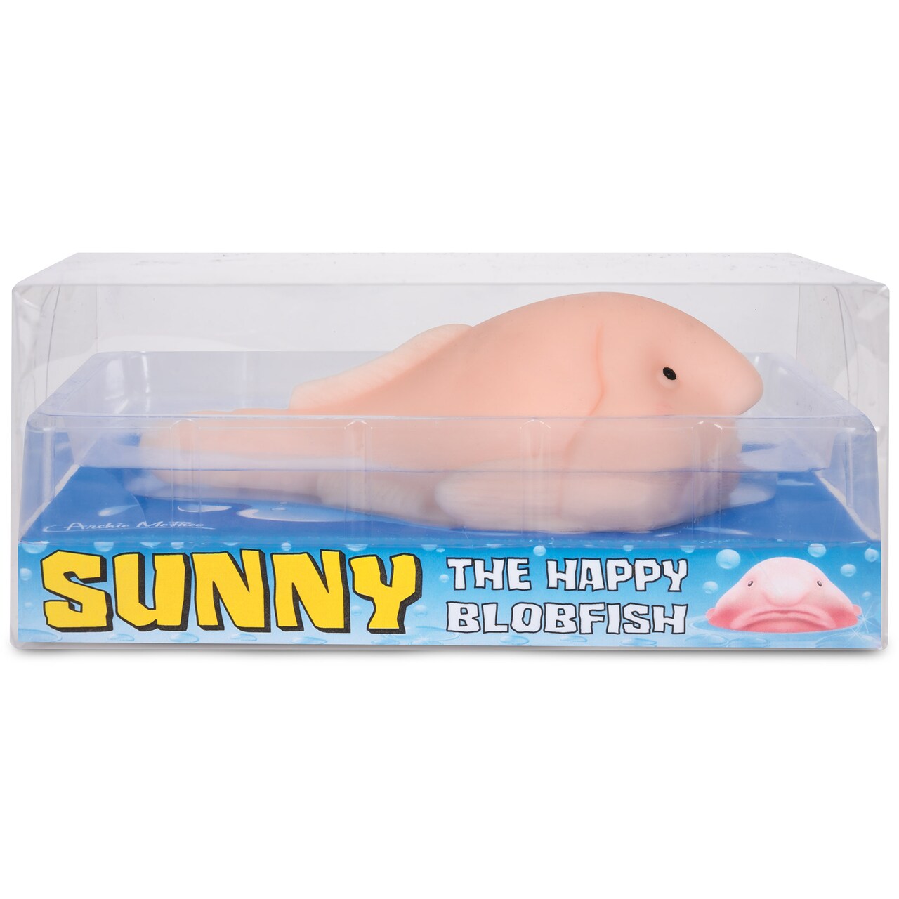 Archie McPhee: Sunny The Happy Blobfish - Sensory Toy, Stress Relief, Stretchy-Sticky-Squishy-Squeezable Companion, Gag Gift, Hilarious Novelty Toy